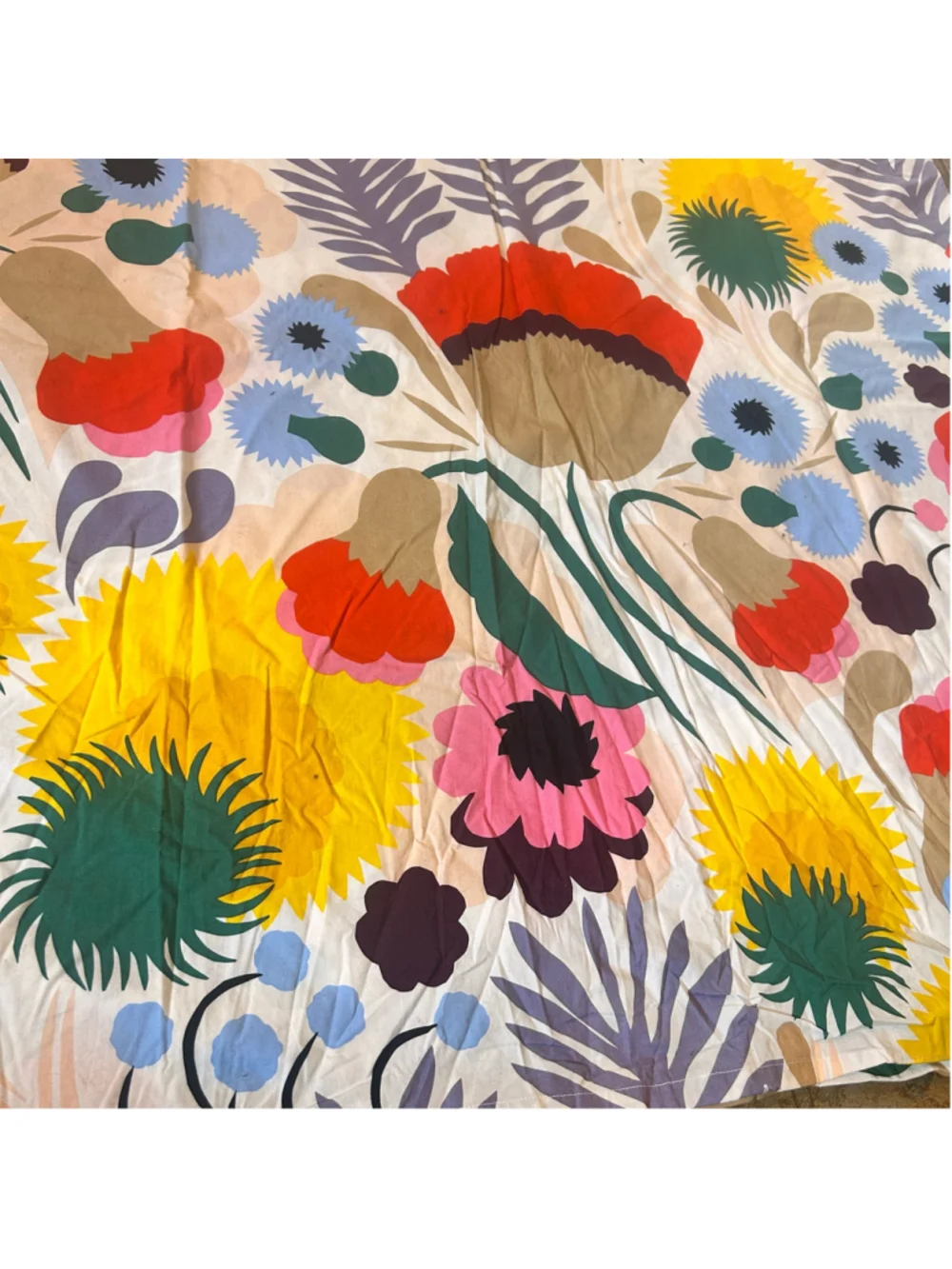 Marimekko Floral Duvet Cover Queen Multicolor White Cotton Dopamine Floral 92x92